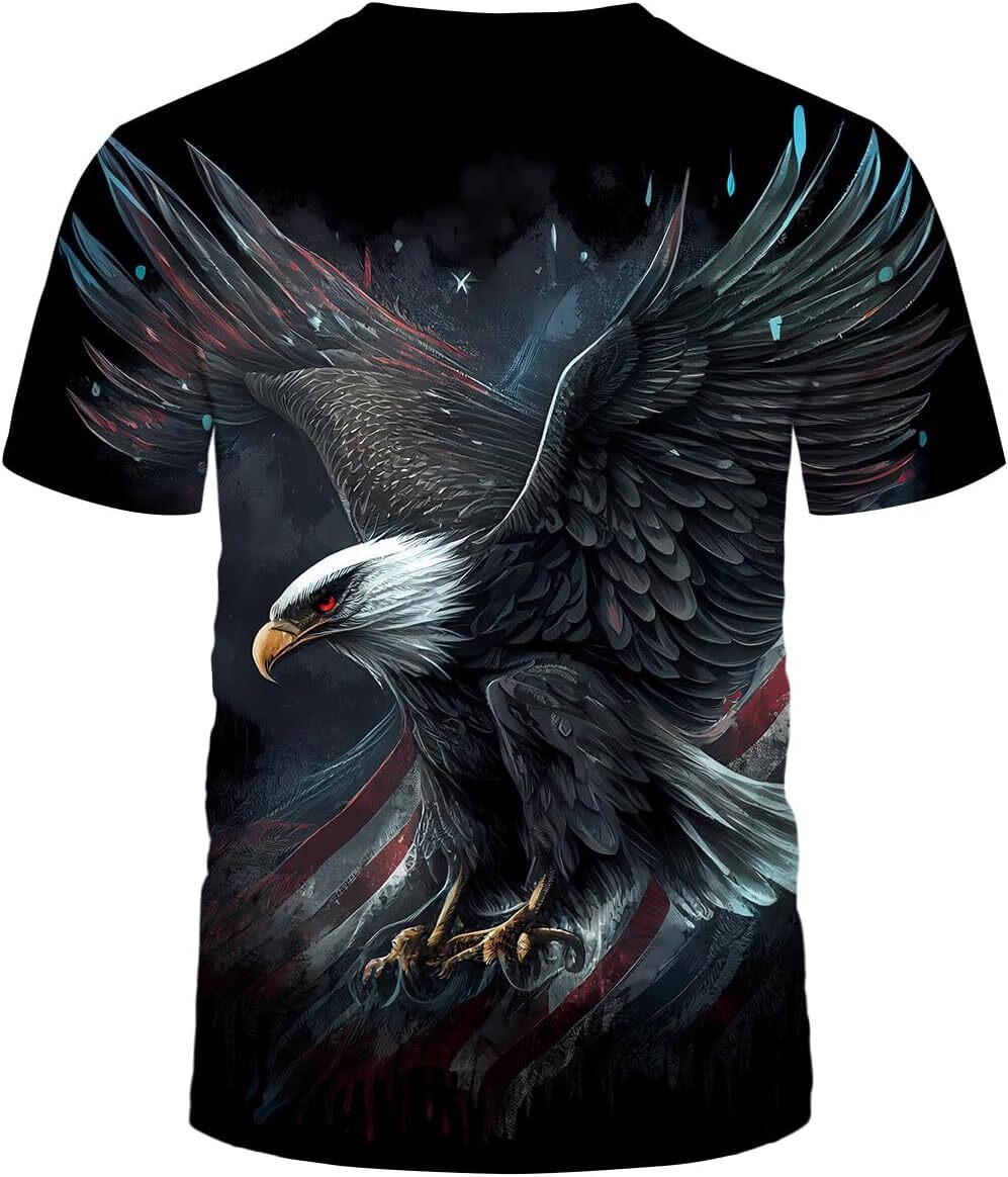 Mens T shirt Men's 3D Eagle Print T-Shirt - Patriotic Theme,Animal Graphic Tee tee Casual tops summer clothes Trendy patterns