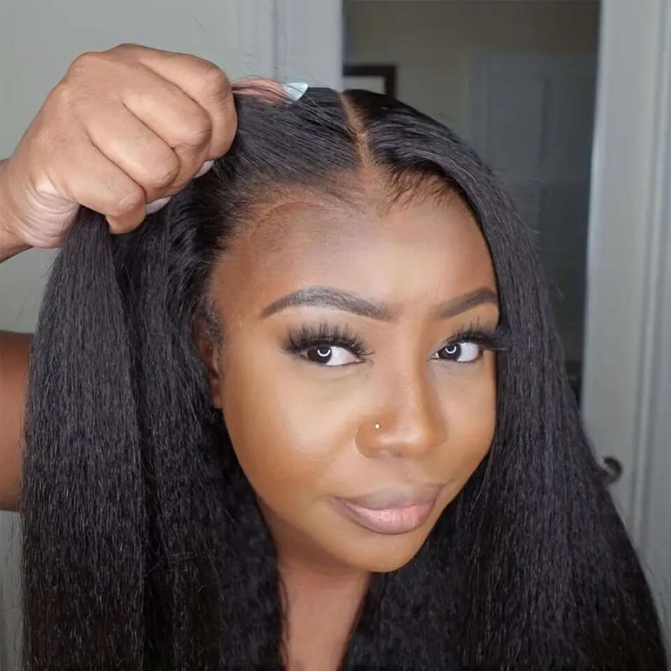 Pre Cut Glueless Wig Human Hair Ready To Wear And Go Preplucked Brazilian Yaki Kinky Straight Wigs For Women