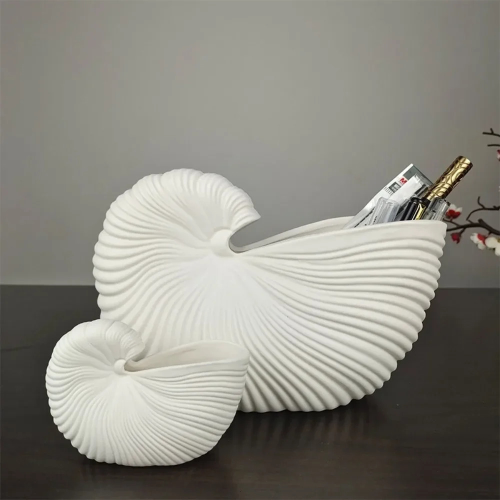 Shell Conch Ceramic Vase Flower Arrangement Desktop Decoration Furniture Living Room Decoration Ceramic Handle 241025
