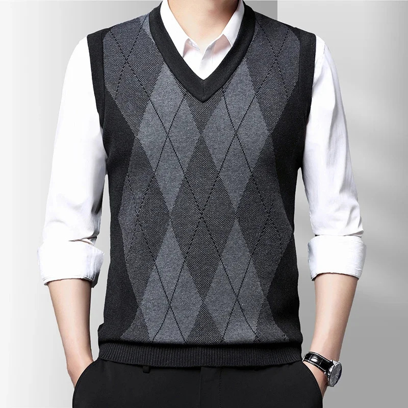 Mens Thickened Casual Sweater Tank Top Autumn and Winter Warm Vest u241025