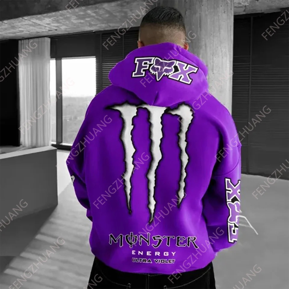 Mens Hiphop Hooded Sweatshirt With Colorful Paw Print On The Back High Street Top Harajuku Gothic Style Hooded Sweatshirt 241024