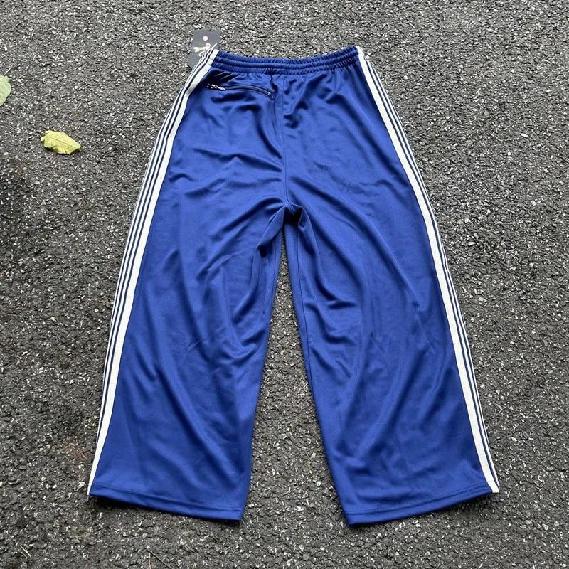 Casual Fashion Oversize Wide Leg Striped Sweatpants Men Women 1 1 Tag Butterfly Embroidery Pants Jogger Drawstring Blue Trousers 241025