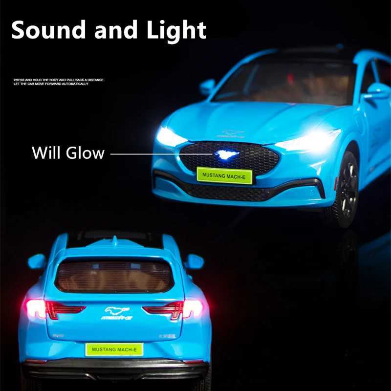 High Quality 1 24 Ford Mustang Electric Horse Mach-E Alloy New Energy Vehicle Model Die Casting Metal Sports Car Model Sound and Light Childrens Toy G