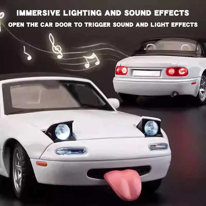 High Quality 1/32 Mazda MX-5 Miniature Diecast Miata RoadSter Toy Car Model Sound Light Doors Openable Collection Gift for Children Boy Kid T241025
