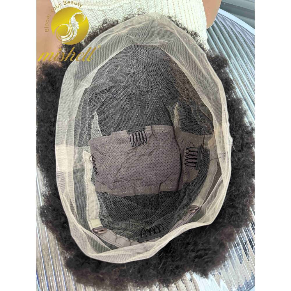 Natural Afro Human Hair Wigs Bouncy HD Transparent Full Lace Short Kinky Curly Bob Wig For Women Brazilian Remy