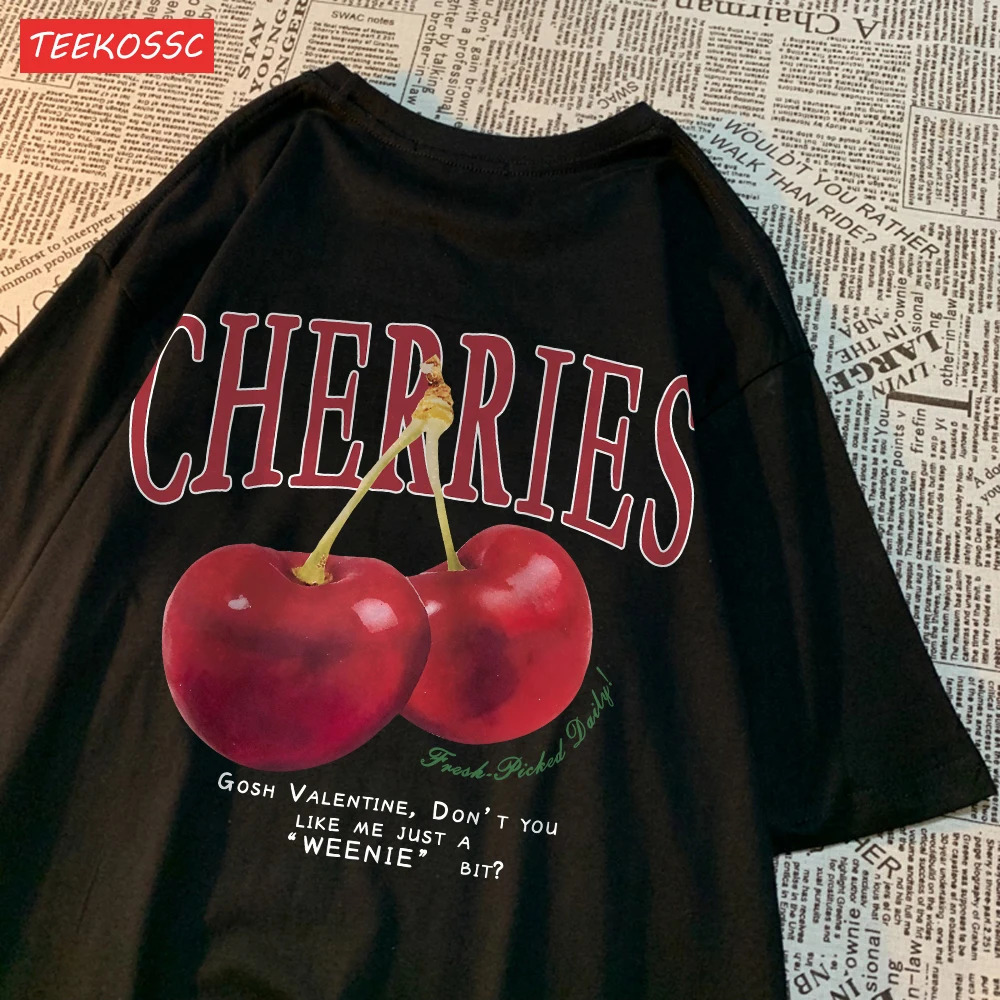 Cherries Cosh Valentine Funny T Shirts Men Women Summer Cotton Casual Wear Crewneck Tee Clothes Oversized Loose Couple TShirt 241025