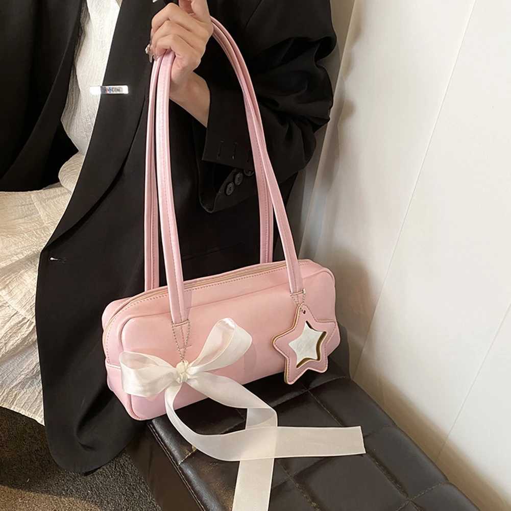 Fashion Womens High-end Bow Bag Casual Versatile Portable Large-capacity Storage Square Bag Korean Niche Shoulder Underarm Bag Y250603