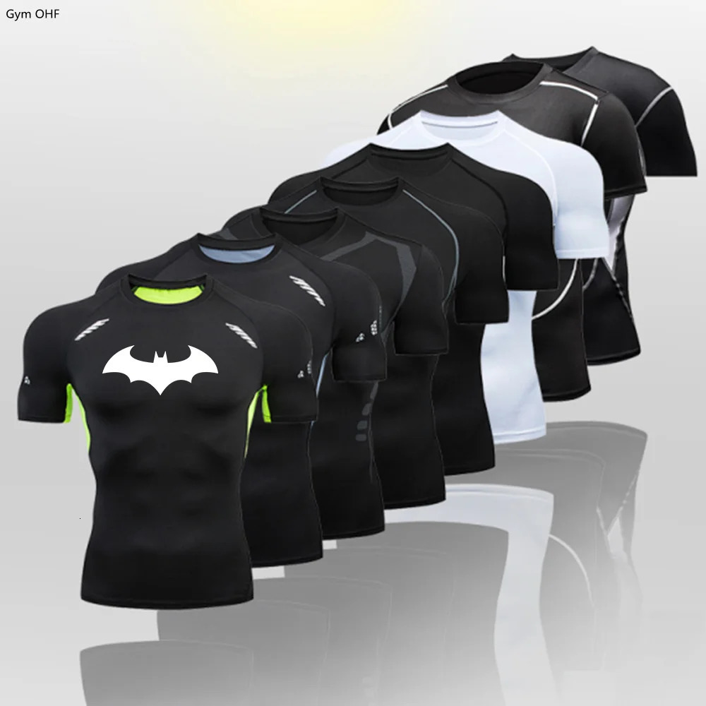 Compression Shirt Mens Long Sleeve Running TShirt Sun Protection Second Skin Breathable Quick Dry Rashgarda Top Sports Man Bat 241025