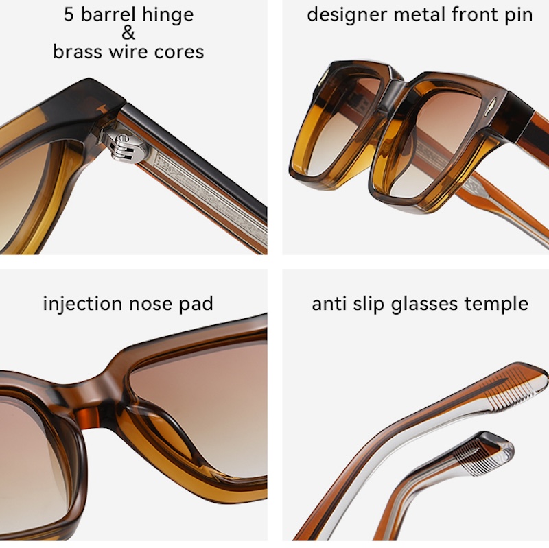Retro Polarized Sunglasses Women Men Luxury Sunglasses Fashion Clear Gradient Shades UV400 Women Rivets Cat Eye Sun Glasses Vintage Driving Fishing S1