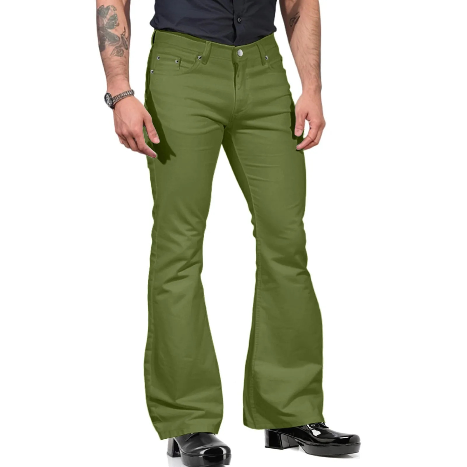 Retro Inspired Flared Pants Retro Mens Flared Baggy Jeans Retro Solid Color Bell Bottom Trousers for Harajuku Gym Streetwear 241025