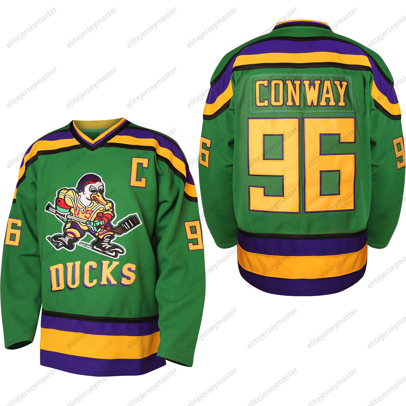 Mighty Ducks Jerseys 96 Charlie Conway 99 Adam Banks 33 Greg Goldberg Movie Hockey Jersey Black Kids