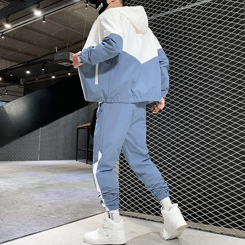 Men Tracksuit Casual Joggers Hooded Sportswear Jackets And Pants 2 Piece Sets Hip Hop Running Sports Suit 241024
