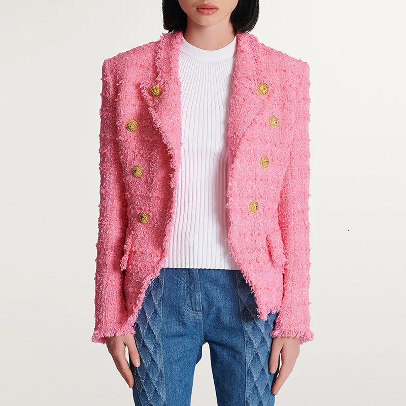 GetSpring Women Jacket Autumn Winter Temperament Fashion Tassel Slim Tweed Coat Vintage Solid All Match Short Female Tops 241025
