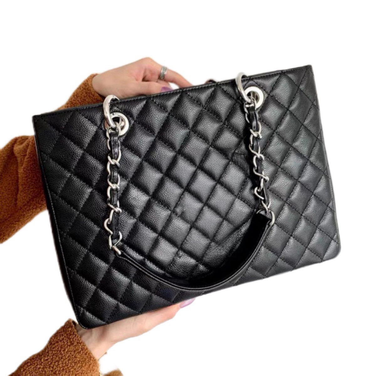 Tote Fashion ccity Bag Famous Bags Designer Vintage Large Women Caviar Leather Big Handbag Classic Grand Shopping Lady Black Shoulder