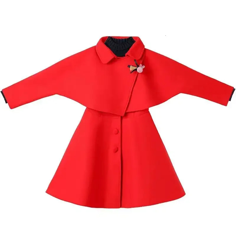 Girl Autumn Winter Dress Set Ethnic Style Little three Piece Woolen Performance korean Childrens y241025