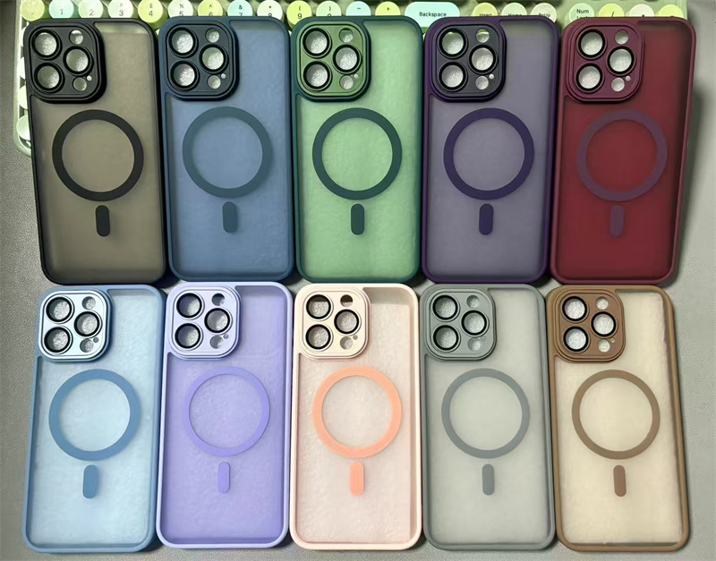 Matte Magnetic Clear Ultra Thin Slim Phone Case for iPhone 16e 16 15 14 13 12 11 Pro Max Plus Wireless Charging Magsafe Cover with Lens Film