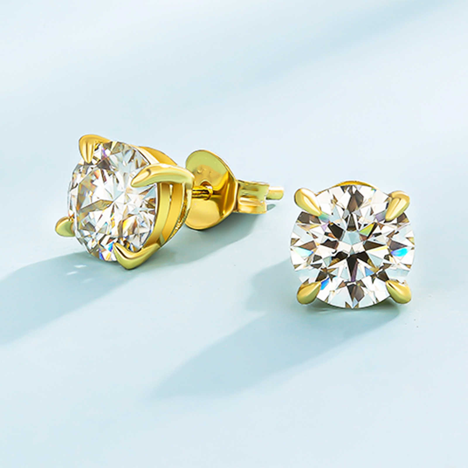 Luxurious IGI Certified Diamond Conflict-Free Ethical Jewelry 18K Real Gold Lab Grown Diamond Round Stud Earrings for Women