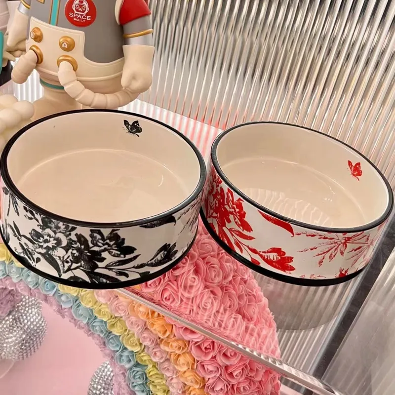 free shipping Designer Dog Pet Bowl With ic Letters Heavy Duty Non Slip Ceramic Cat Dish Dogs Bowls for Food and Water 42oz Black wer