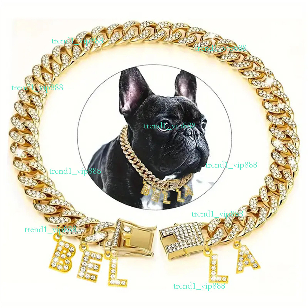 Dog Collars designer dog collar designer dog clothes dog harness Cat Chain Collar With Diamond Luxury Rap Hip Hop Cuban Pet Jewelry Supplies 774