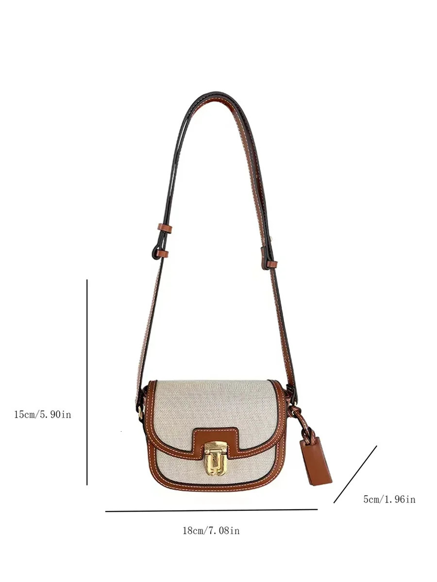 Comparison Panel Canvas Retro Single Shoulder Cross Saddle Bag Handbag 241025