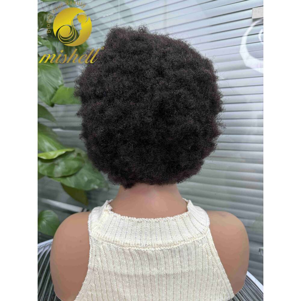 Natural Afro Human Hair Wigs Bouncy HD Transparent Full Lace Short Kinky Curly Bob Wig For Women Brazilian Remy