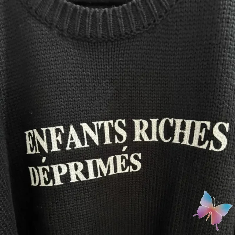 24ss Winter Enfants Riches Dprimes Sweaters Classic Letter Print Black Round Neck Tops ERD Knitted Sweatshirt Men Women Pullover 241025