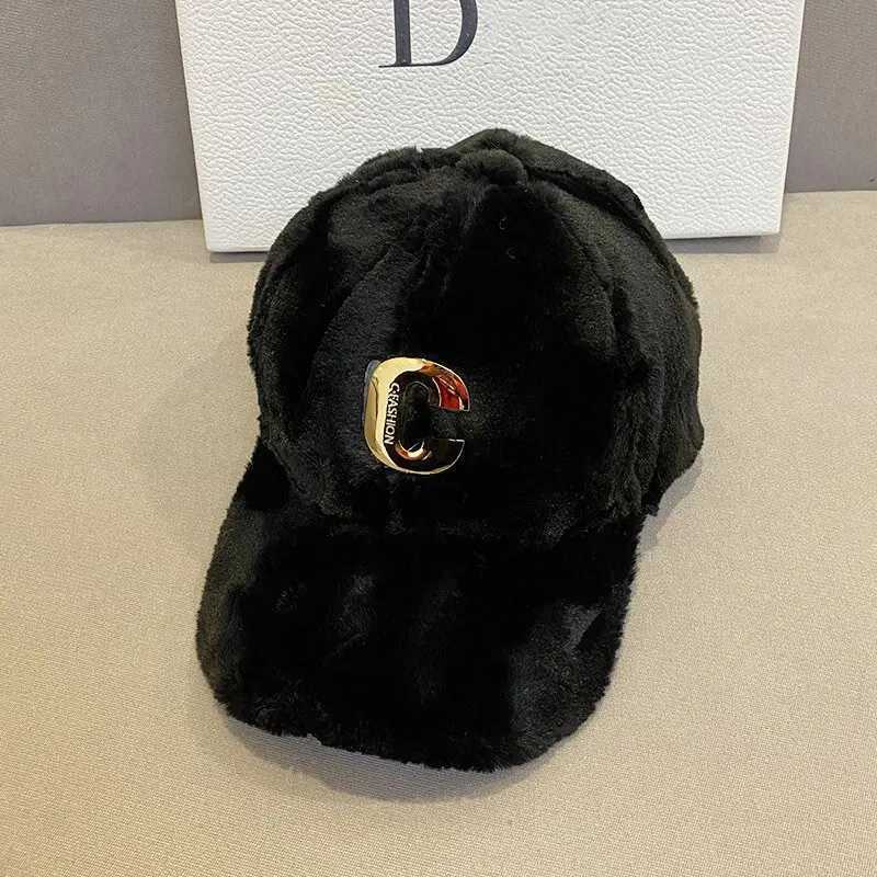 Plush winter warm baseball cap with adjustable buckle Gorros ladies letter truck cap outdoor windproof solid X241026