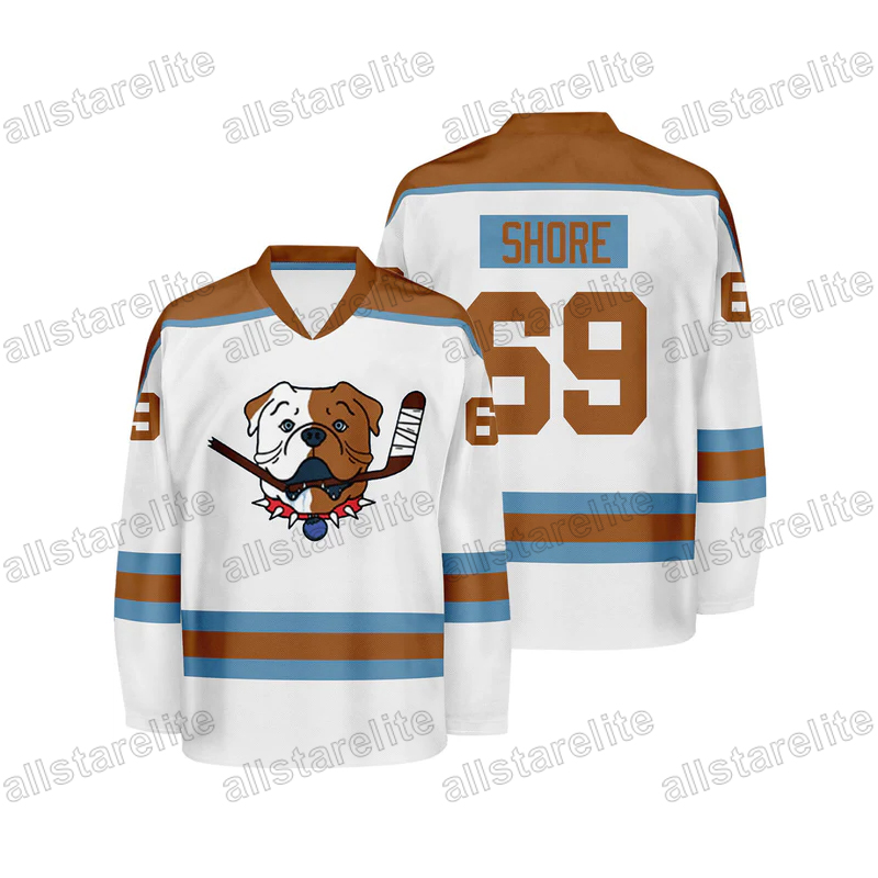 Men's Black # 69 Shore Ice Hockey Jersey, Loose Embroidered Long Sleeves, Sports Fashion Casual, Street Breathable Blue Red Black White