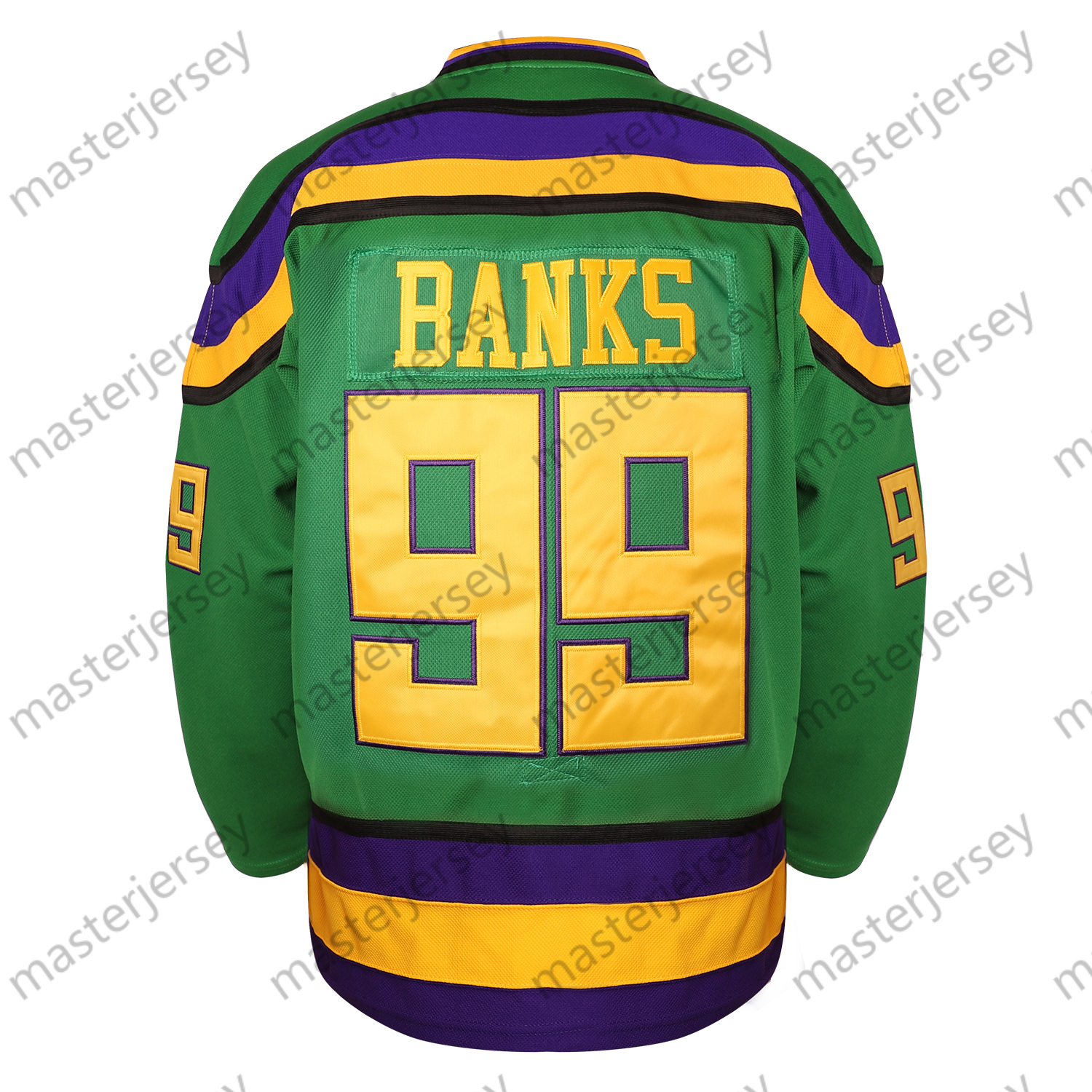 99 Mens Green Duck Hockey Jerseys Loose Fit V-Neck Stitched Ice Hockey Jersey Casual Festive Weekend Outings