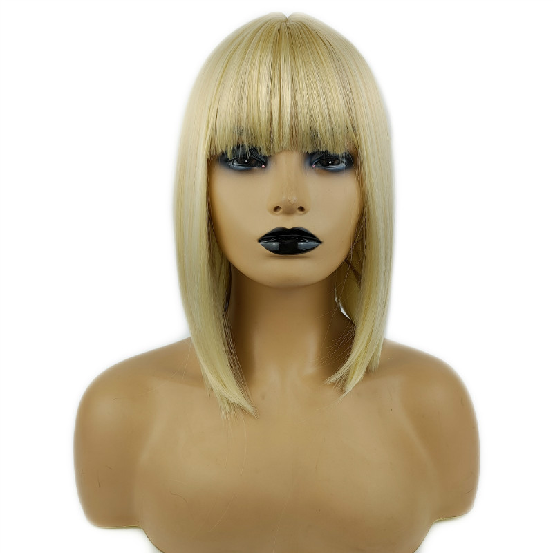 Wig women short straight bobo synthetic fiber wig women smooth straight