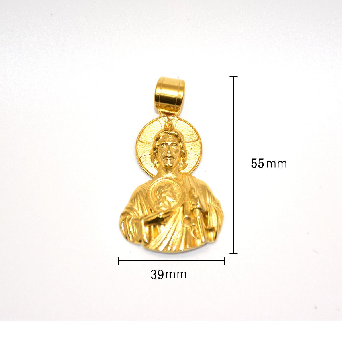 Vintage St Jude Pendant Necklace Stainless Steel 18K Gold Plated Men Hip Hop Jewelry