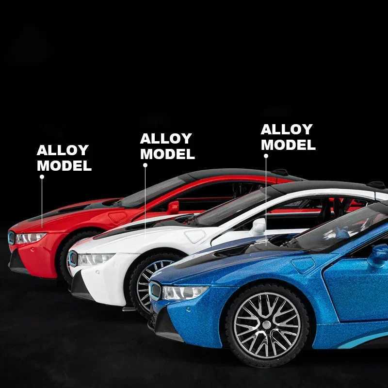 High Quality 1 32 BMW I8 supercar alloy cars Diecasts and toy cars car models sound and light car toy gifts T241025