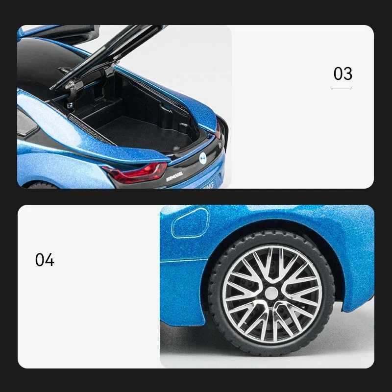 High Quality 1 32 BMW I8 supercar alloy cars Diecasts and toy cars car models sound and light car toy gifts T241025