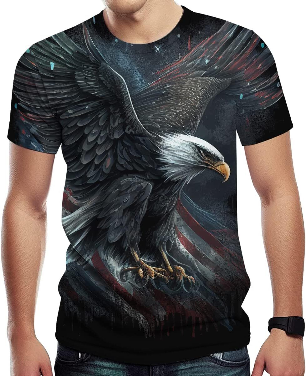 Mens T shirt Novelty American Flag T-Shirts for Men Skull Graphic Shirt with Short Sleeves tee Casual tops summer clothes Trendy patterns