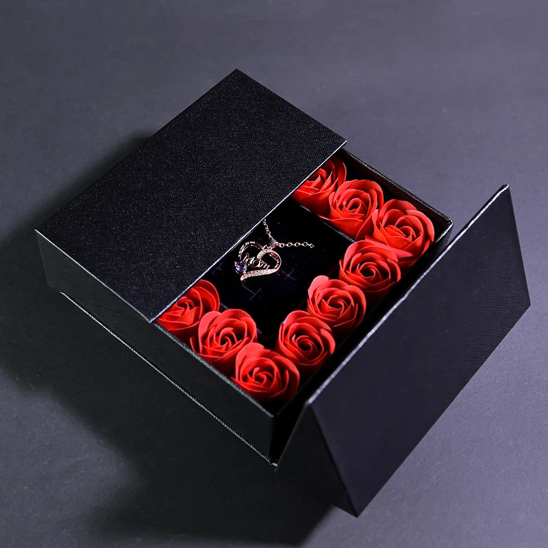 Womens jewelry pendant necklace/w soap eternal rose gift box Mothers Day necklace jewelry wedding anniversary gift 241025