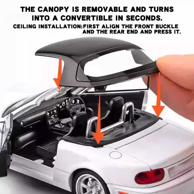 High Quality 1/32 Mazda MX-5 Miniature Diecast Miata RoadSter Toy Car Model Sound Light Doors Openable Collection Gift for Children Boy Kid T241025