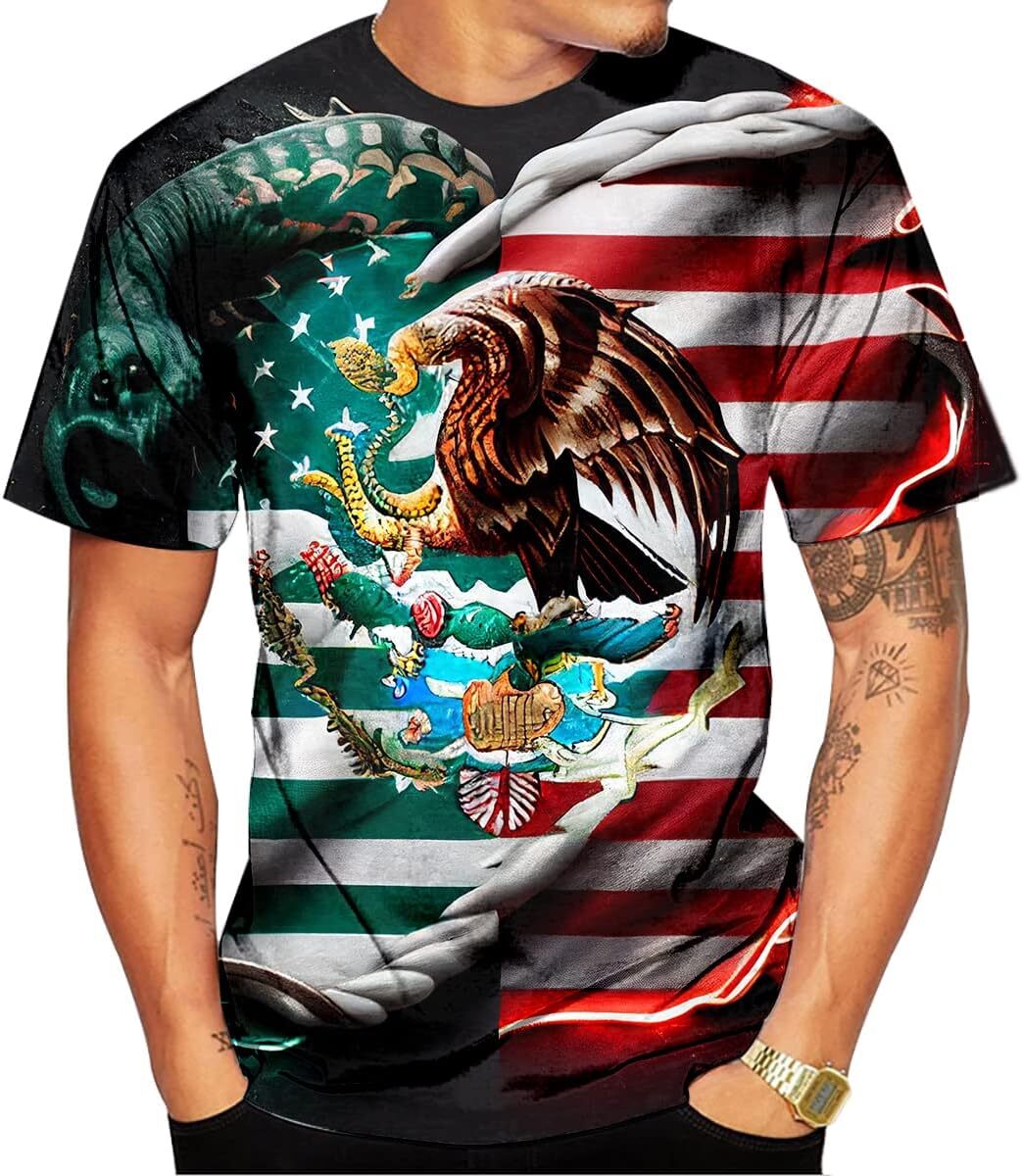 Mens T shirt Star Stripe Flag T-shirt for Men Summer Tops Patriot Theme Shirt Eagle Graphic Shirt tee Casual tops summer clothes Trendy patterns cool