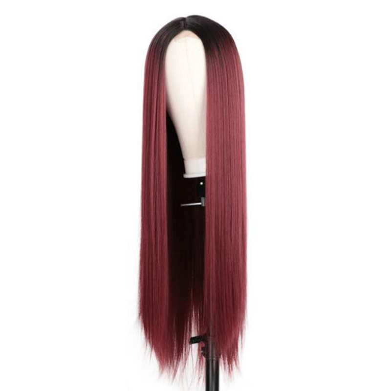 Hot selling wigs for women fashion dyed gradient color long straight hair wigs chemical fiber hair
