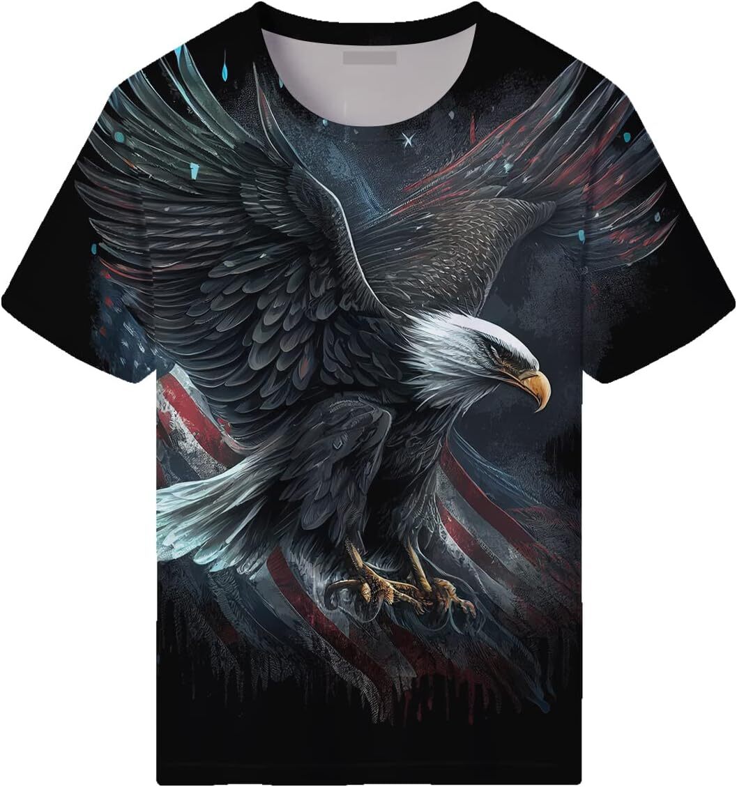 Mens T shirt Novelty American Flag T-Shirts for Men Skull Graphic Shirt with Short Sleeves tee Casual tops summer clothes Trendy patterns
