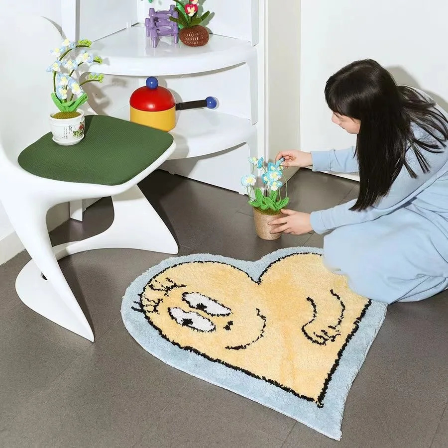 Cartoon anime Les Barbapapa carpet Kawaii Barbouille Barbabright heart-shaped n plush carpet bedroom vanity round fluffy carpet 241025
