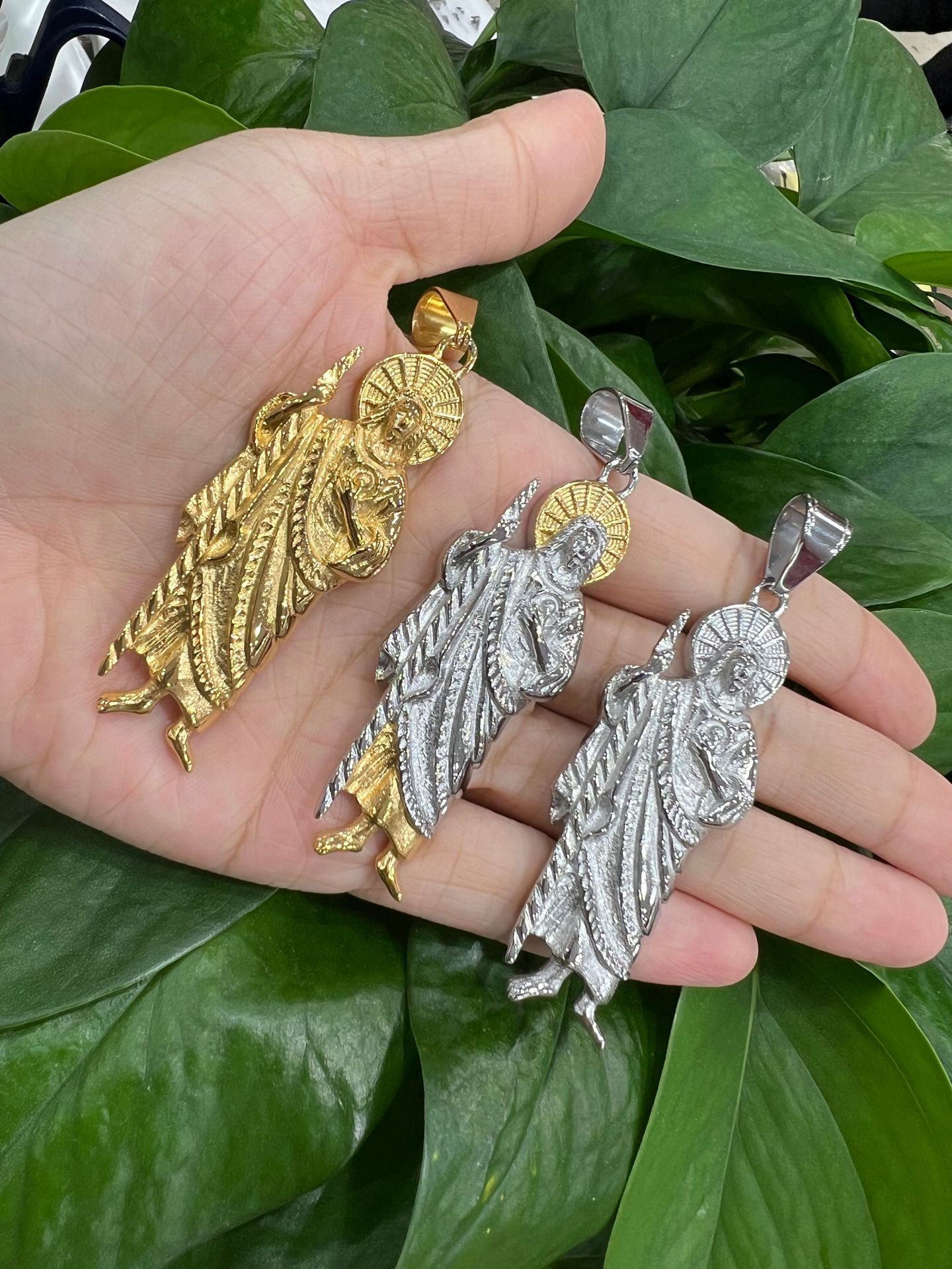 Hip Hop New St Jude Pendant Necklace Stainless Steel 18K Real Gold Plated Mens Jewelry