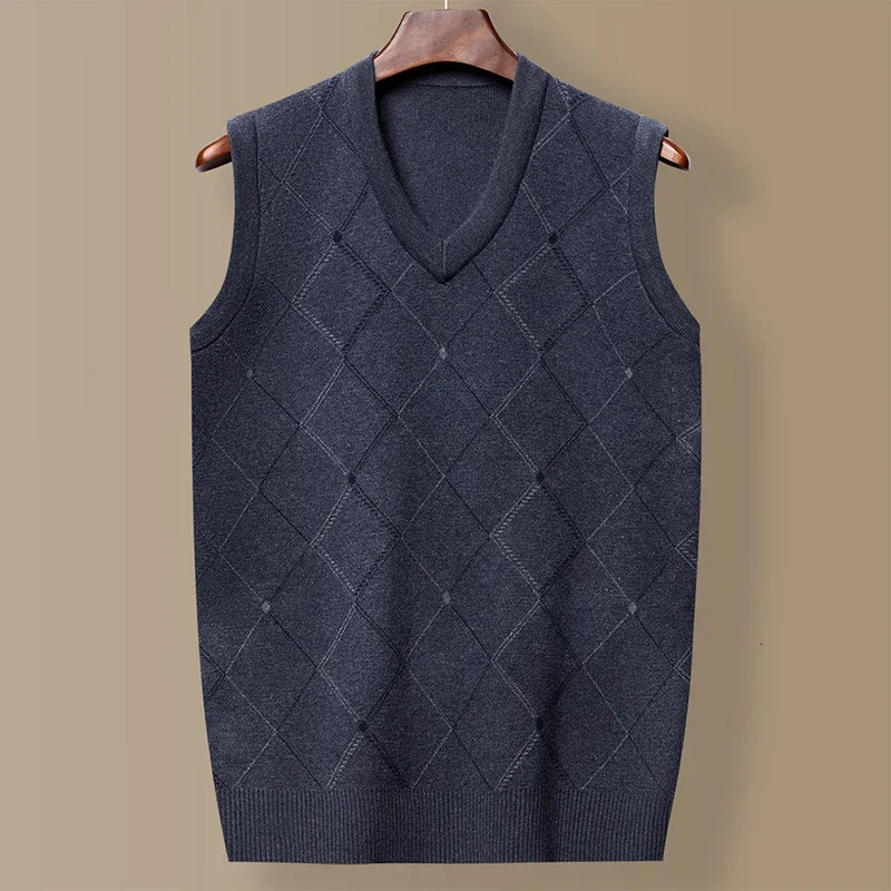 Mens Thickened Casual Sweater Tank Top Autumn and Winter Warm Vest r241025