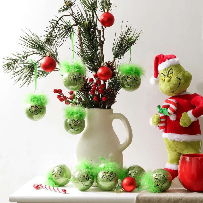 Cute 12Pcs/Set Grinch Decorations Indoor Christmas Tree Ornaments 0920