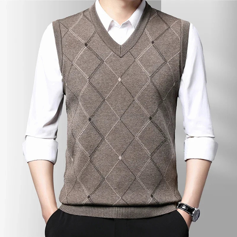 Mens Thickened Casual Sweater Tank Top Autumn and Winter Warm Vest r241025