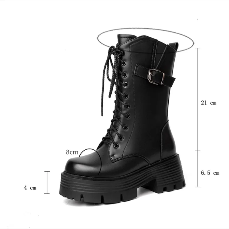 Snow Boots Female Genuine Leather New High Heel Platform Women Ankle Boots British Style Natural Wool Warm Women Winter Boots