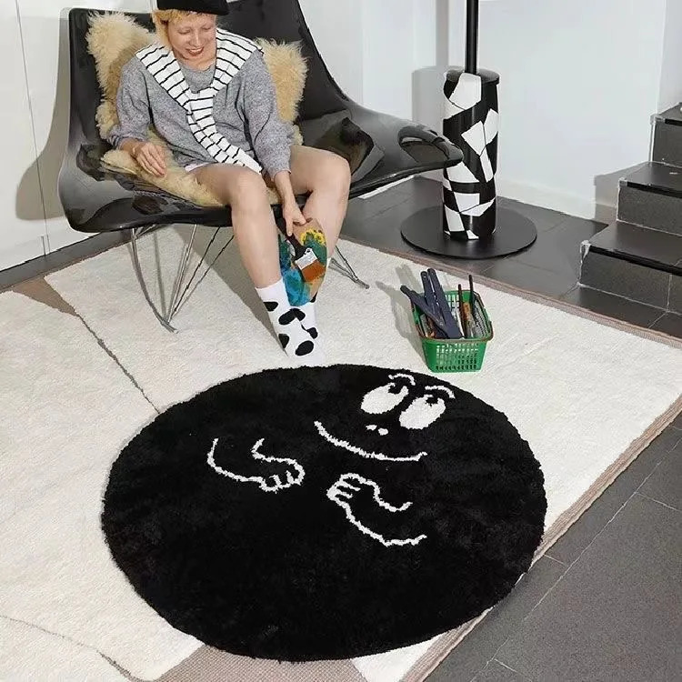 Cartoon anime Les Barbapapa carpet Kawaii Barbouille Barbabright heart-shaped n plush carpet bedroom vanity round fluffy carpet 241025
