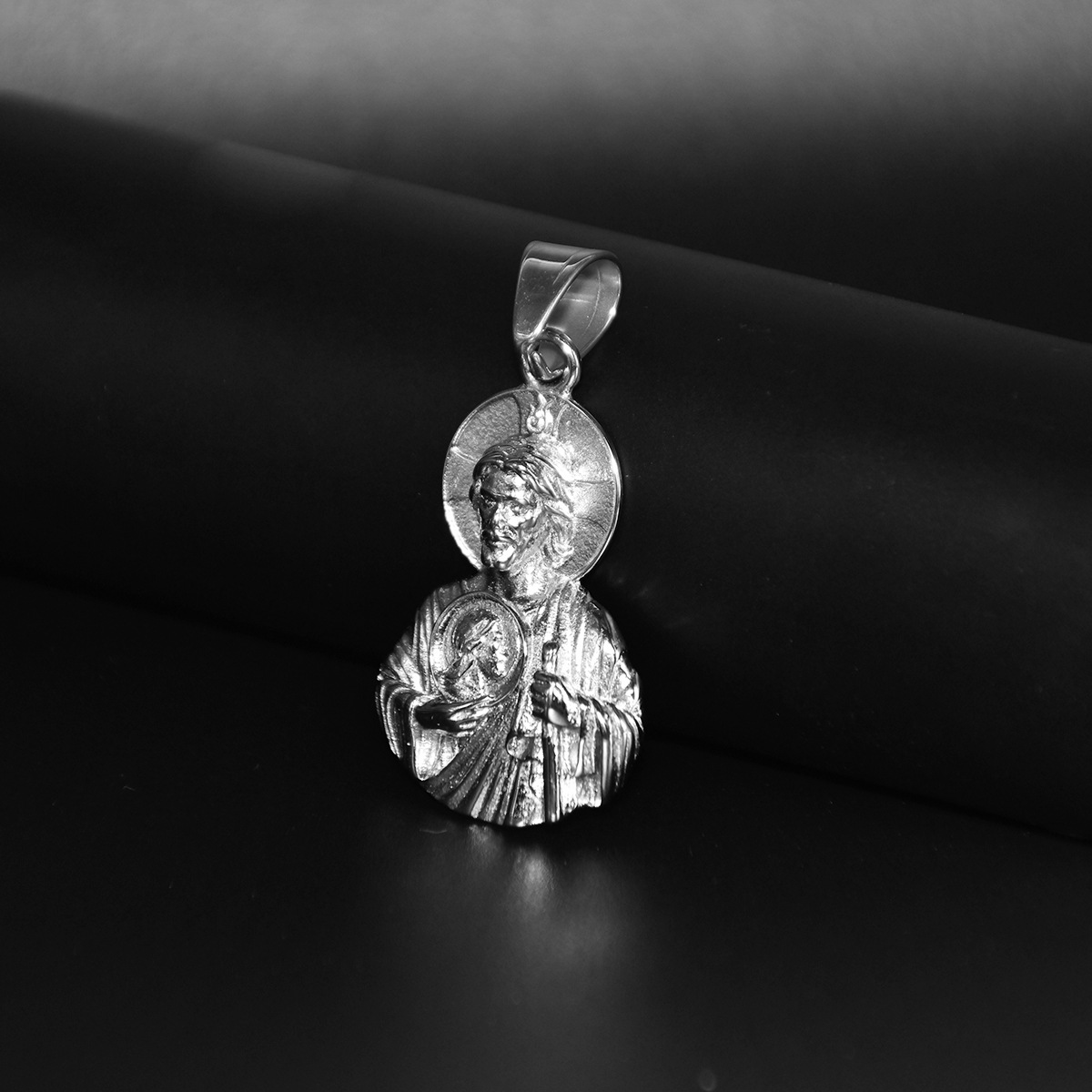 Vintage St Jude Pendant Necklace Stainless Steel 18K Gold Plated Men Hip Hop Jewelry