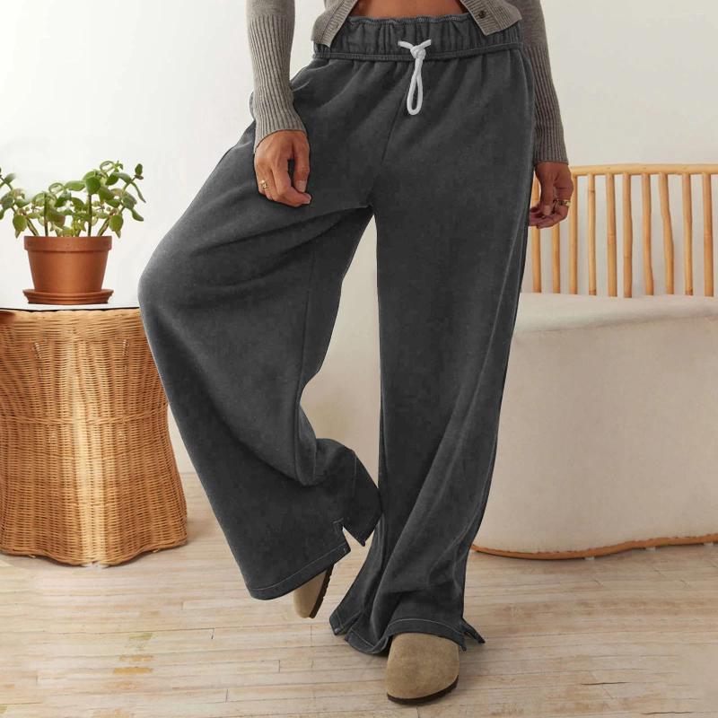 Women's Pants Wide Leg Sweatpants Women Fleece Drawstring Low Rise Cute Sweat Athletic Works Cotton Joggers Casual Comfy