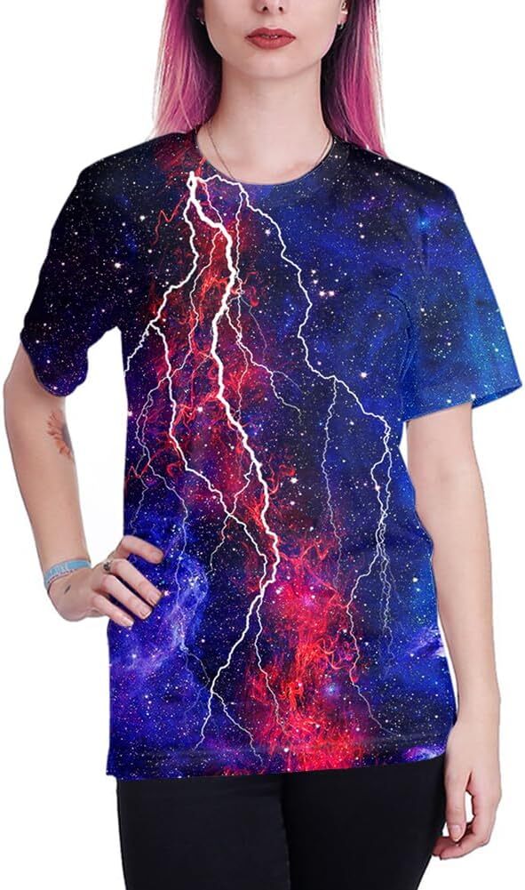 Mens T shirt Unisex 3D Print Shirts Colorful Space Graphic Tees for Men Women Teens tee Casual tops summer clothes Fashionable and comfortable