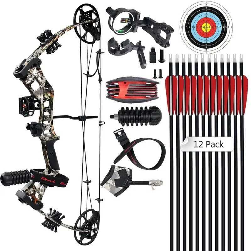 Compound Bow Archery Sets - Right Hand Compound Bows 30-70 Lbs Draw Weight Adjusteab Suitable for Adults and Beginners Hunting W241026